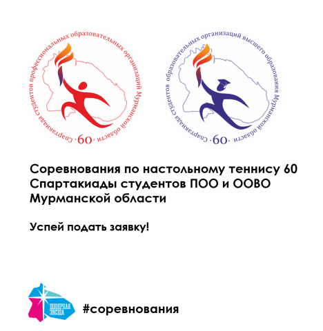 Приглашаем на турнир по настольному теннису в рамках 60 Спартакиады среди студентов ПОО и ООВО